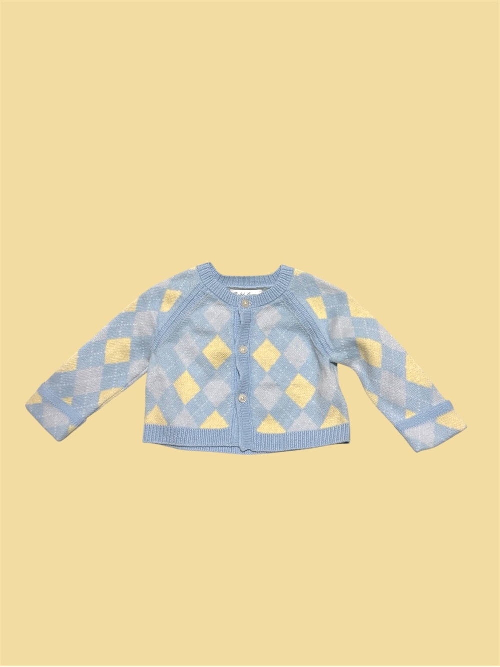 RL Baby Argyle Knit Cardigan - Light Blue & Yellow